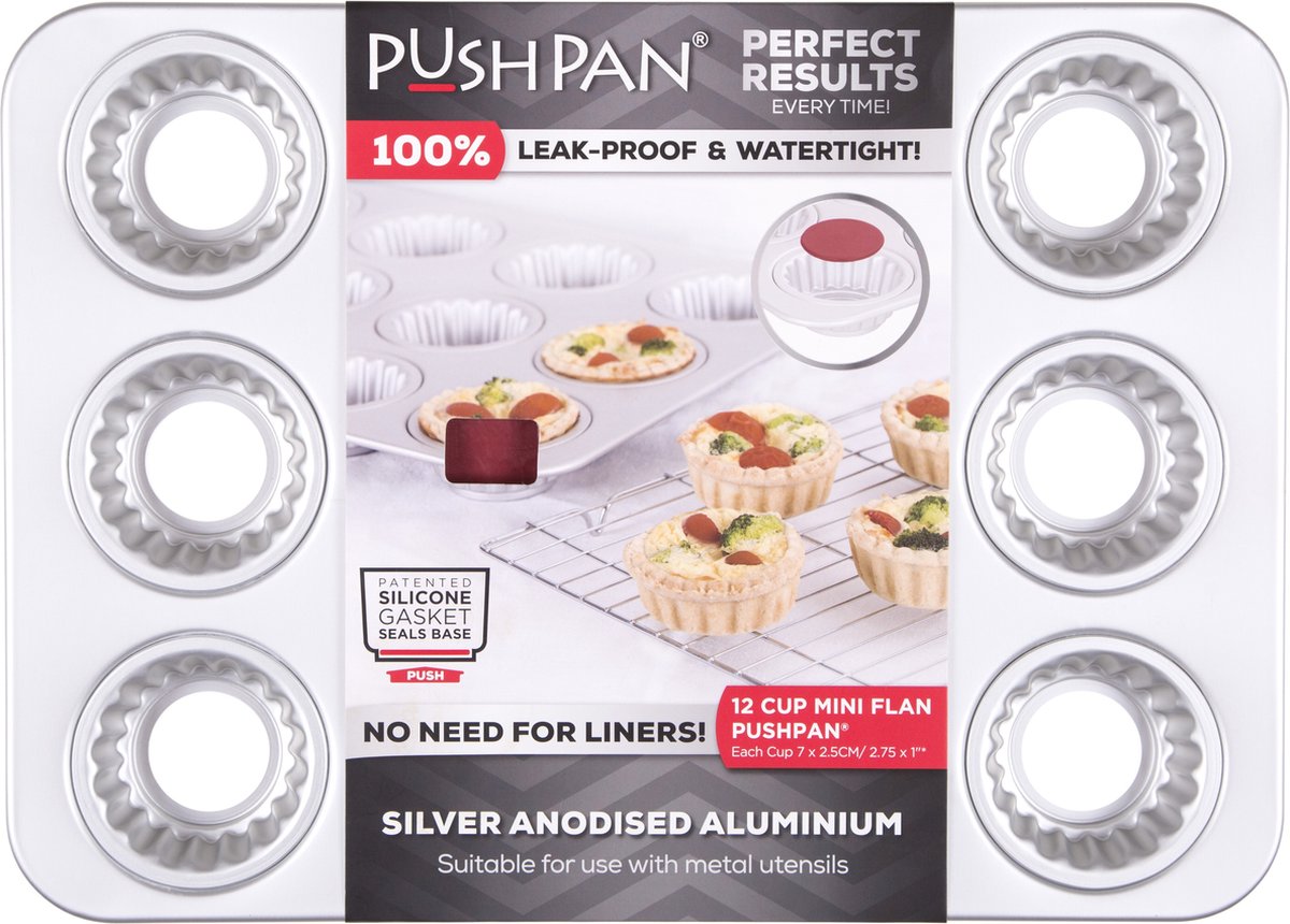 Wham PushPan Cupcake Mini - Aluminium - Rechthoekig - 12 stuks - Cakevorm - Wham Cook