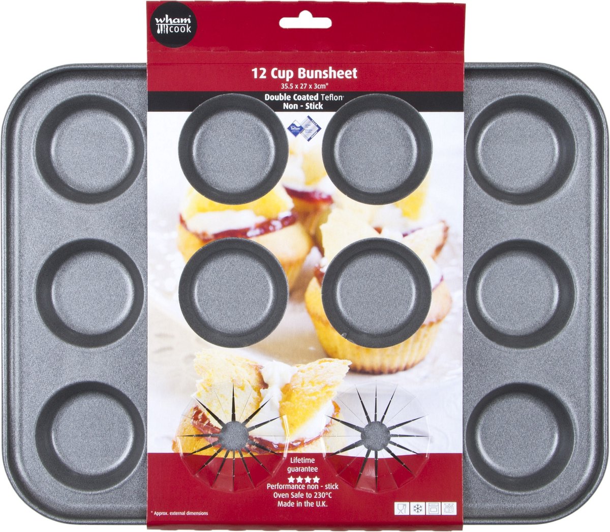 Wham Cook Essentials Bakvorm - Non Stick - Voor Broodjes - 12 Stuks