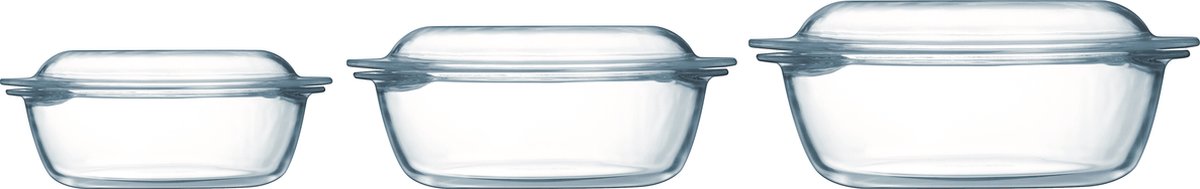 Pyrex Optimum Ovenschalenset 1,4 l - 2,1 l - 3 l - 21 x 18 x 8 cm - 24 x 20 x 10 cm - 27 x 23 x 11 cm