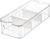 Organisateur de réfrigérateur iDesign avec 2 séparateurs - Transparent - Compartiments de tri, Empilable, Avec couvercle - Grand - 2 séparateurs amovibles