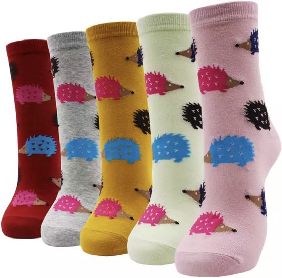 Set sokken - sokkenset van 5 paar - Unisex Sokken - Herensokken - Damessokken - Egelsokken - Egels - Multipack - Maat 35-40