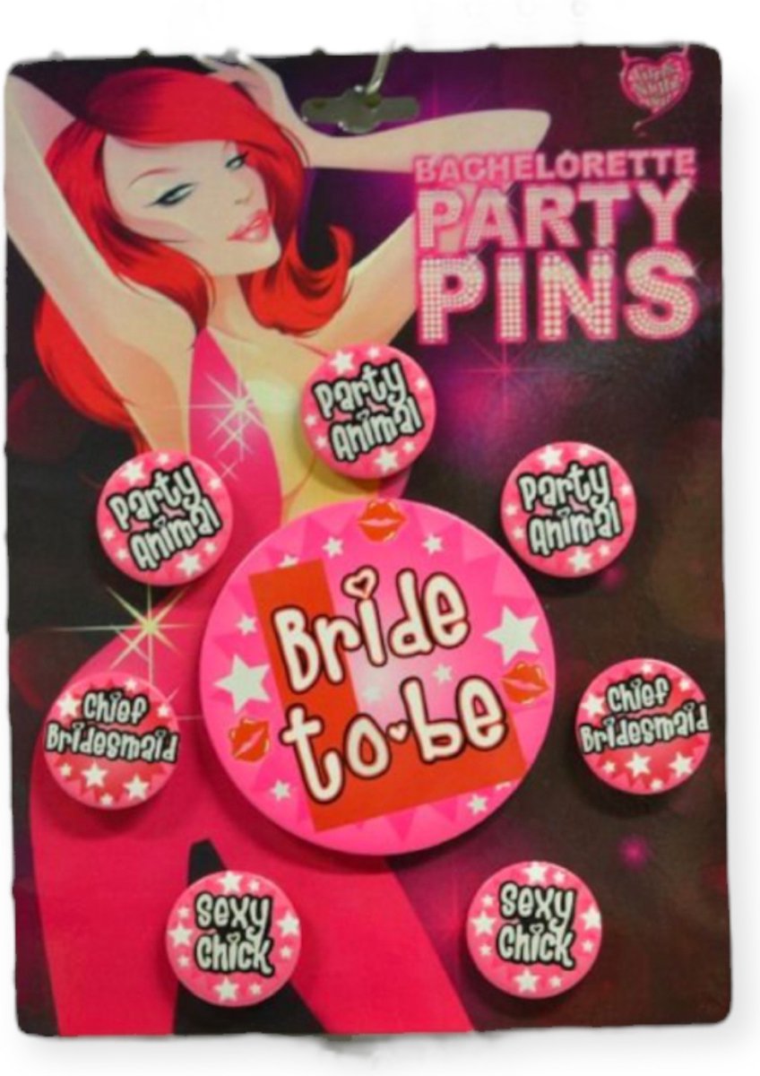 Vrijgezellen Feest Buttons 8 Stuks