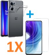 Silicone hoesje transparant met 1 Pack Tempered glas Screen Protector Geschikt voor: OnePlus Nord CE 2 5G