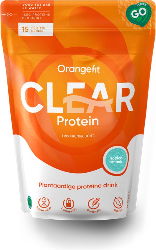 Orangefit Clear Protein - Vegan Proteïne Limonade - 240g (15 drinks) - Tropical - Plantaardig Eiwitlimonade