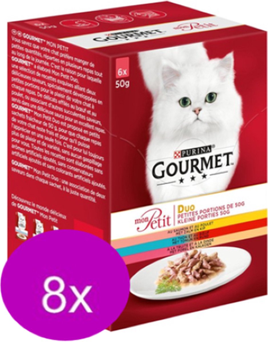 8x Gourmet Mon Petit - Duo Vis & Vlees - Kattenvoer - 6x50g