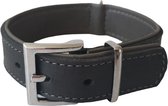GRIZO Luxe Halsband / Hondenhalsband - Echt Leder - Nappa voering - Zwart - Breedte 25 mm - Nekomtrek 25 - 34 cm (GELIEVE ALVORENS BESTELLEN OPMETEN)
