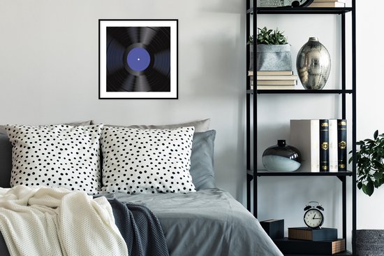 Cadre photo avec affiche - LP - Vinyl - Blauw - Rétro - 40x40 cm - Cadre pour affiche