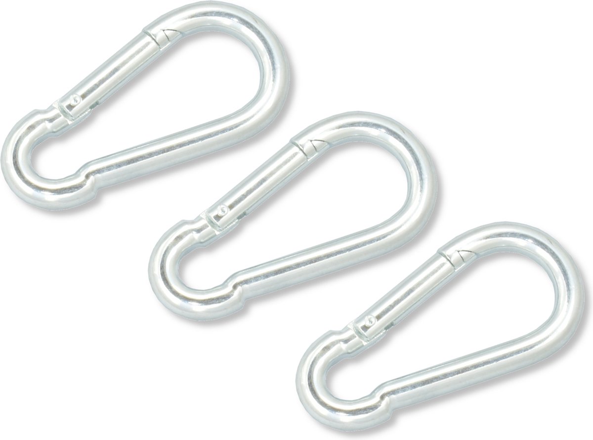 AMIG Karabijnhaak 10 x 100mm – Gegalvaniseerd Staal – 3 stuks – carabiner – musketonhaak