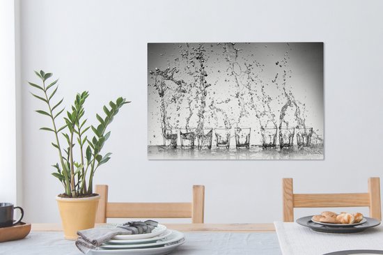 Canvas schilderij 60x40 cm - Wanddecoratie Spattend water in glazen - Muurdecoratie woonkamer - Slaapkamer decoratie - Kamer accessoires - Schilderijen op canvas