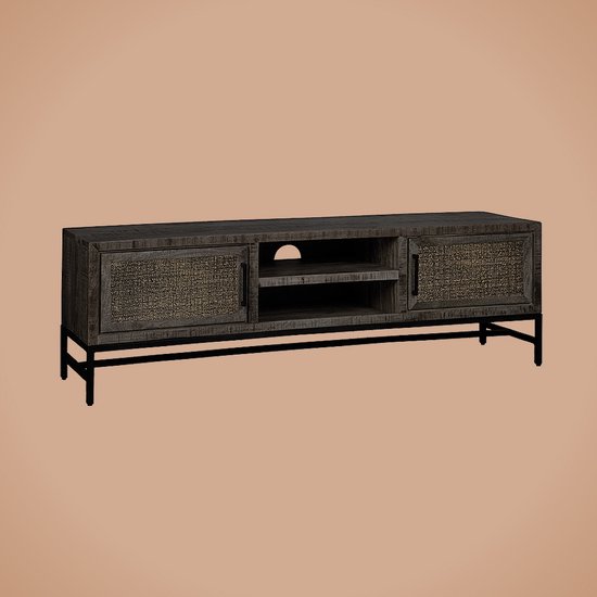 RENEW Carini TV stand black 2 drs. 160x40x50