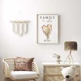 Familie Poster over everything met naam, geboortedatum/tijd - Geboorte Herinnering - Kraamcadeau - Baby cadeau - Babyhandje - Zwangerschap kado - zonder frame 21x30cm