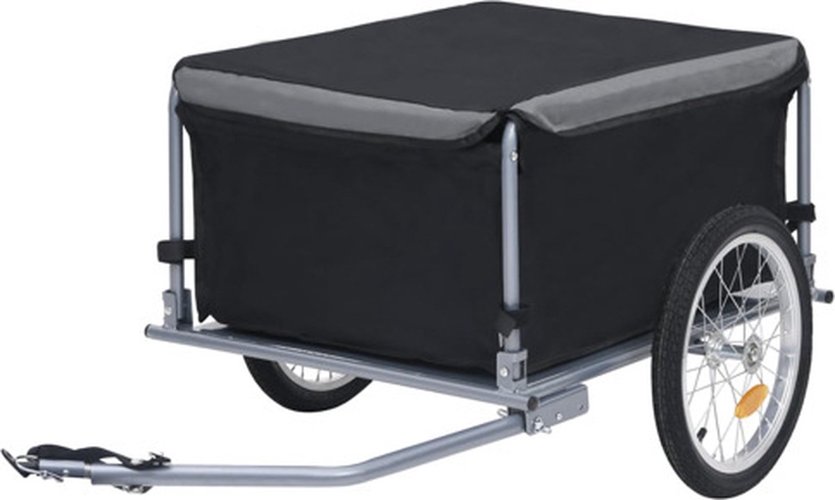 vidaXL - Fietstrailer - 65 - kg - zwart - en - grijs
