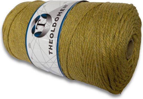 GOHOF Macrame Koord 4 mm x 300 m Premium Katoenen Touw, 4 Strengen Gedraaid Zacht, Perfect Materiaal voor Macramé Kunst, Zonder Chemicaliën (Latte