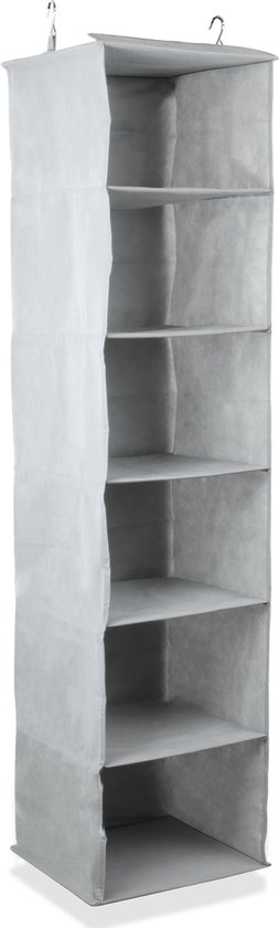 BrilliantJo Hangende garderobekast Opslag met 5 planken Organizer, opbergplanken Unit met 6 zakken voor kleding - streep (30 x 30 x 108 cm