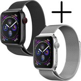 Milanees Bandje Geschikt voor Apple Watch 7 45 mm Milanees Bandje - Band Geschikt voor Apple Watch 7 45 mm Met Magneetsluiting - Zwart & Zilver