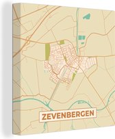 Canvas Schilderij Zevenbergen - Kaart - Plattegrond - Vintage - Stadskaart - 20x20 cm - Wanddecoratie