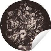Garden Circle Fleurs - Femme - Nature - 150x150 cm - Affiche Ronde de Jardin - Extérieur