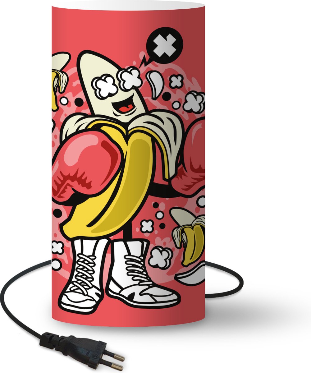Lamp - Nachtlampje - Tafellamp slaapkamer - Boksen - Banaan - Vintage - 33 cm hoog - Ø15.9 cm - Inclusief LED lamp