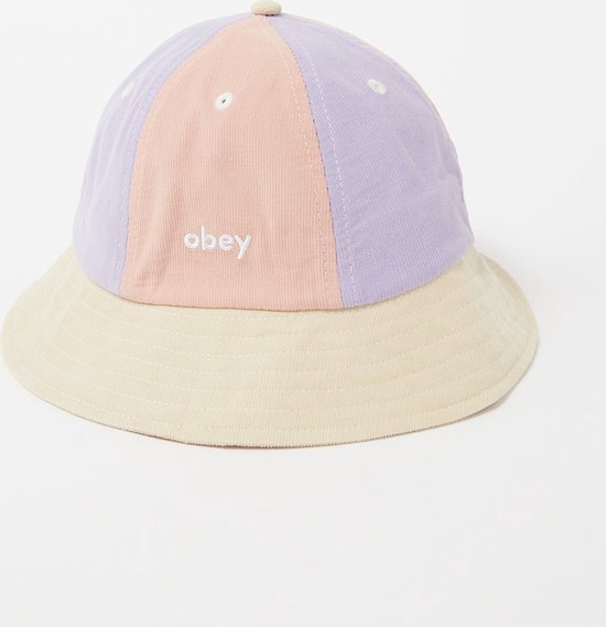 Obey Lockdown bucket hoed met corduroy - Geel/ Paars/ Roze - One Size