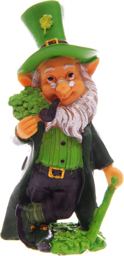 Ierse St Patrick’s Day Gelukskabouter op Klaverbladeren Leprechaun Geluksbeeldje Ierland Geluk Groen