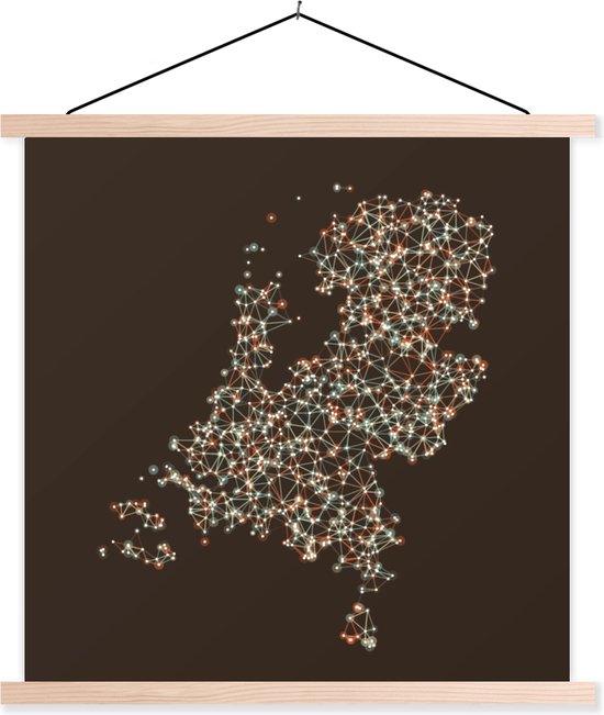 Illustration des Nederland en points colorés sur fond sombre affiche scolaire lattes plates vierges 40x40 cm - Tirage photo sur affiche textielposter (décoration murale salon / chambre)