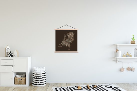 Illustration des Nederland en points colorés sur fond sombre affiche scolaire lattes plates vierges 40x40 cm - Tirage photo sur affiche textielposter (décoration murale salon / chambre)