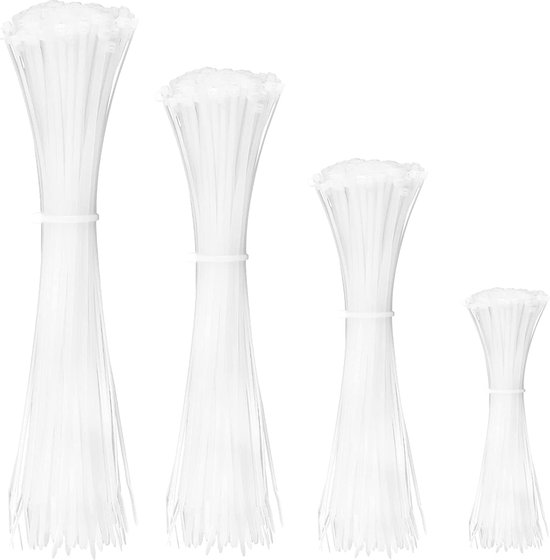 1000 Weiße Kabelbinder, 20,3 Cm Lang – Strapazierfähig, Für Innen & Außen, Nylon66, 40 Lbs Zugfestigkeit