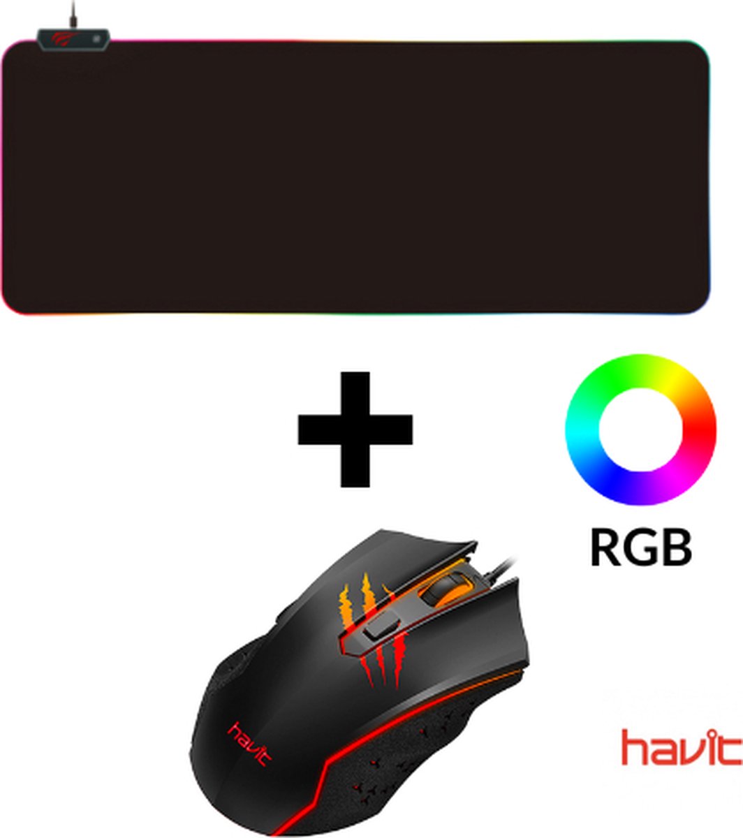 Havit Gamenote MS1027 RGB muis + XXL RGB muismat HV-MP903A