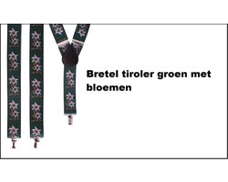 Bretel Tiroler groen met edelweissbloem - Oktoberfest |Tirol |Apres ski |festival| themafeest |bretels| bierfeest