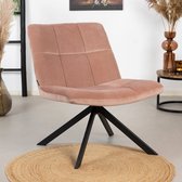 Bronx71® fauteuil velvet roze Eevi - Fauteuil draaibaar - fauteuil industrieel zonder armleuningen - Fauteuil roze - Zetel 1 persoons