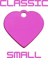 Hondenkeldertje - Dierenpenning | Classic Heart - Small - Pink | 26x24mm | tweezijdig graveren | Kwaliteitsproduct