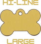 Hondenkeldertje - Dierenpenning | Hi-Line Bone - Large - Gold | 39x26mm | tweezijdig graveren | inclusief verzendkosten | Kwaliteitsproduct