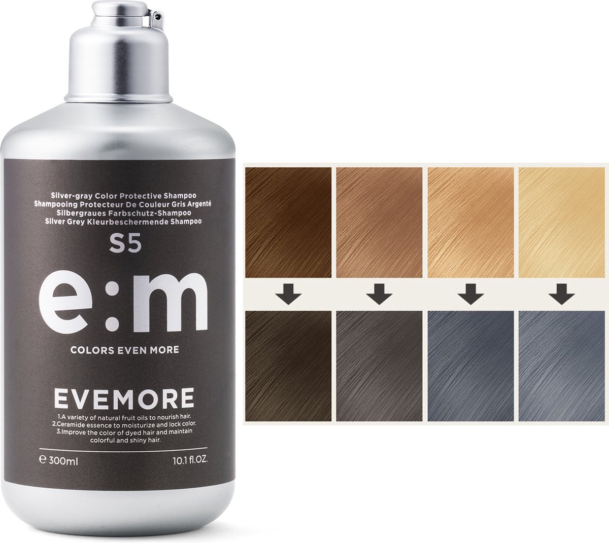 EVEMORE Semi Permanente Haarkleuringsshampoo - Kleurshampoo - Semi-Permanente Haarverf - Zilver Grijs