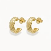 Premium Waffel Patroon Oorringen – 18K Goud Verguld 925 Sterling Zilver – Waffle Hoop Earrings – Valentijn Cadeautje Dames