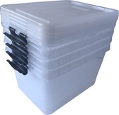 Opbergbox 16L - set van 4 - transparant - stapelbaar - A4-formaat