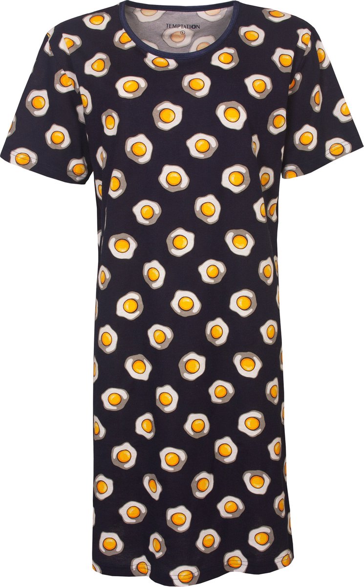 Temptation Dames Bigshirt - Nachthemd - Geel-Blauw