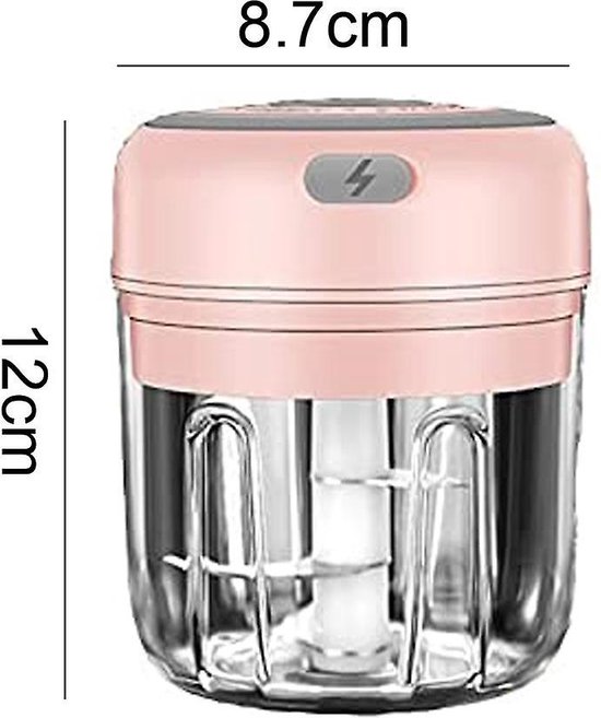 IMTEX Hakmolen elektrische - USB oplaadbal - Mini Portable Chopper - 250ml - Roze — afbeelding 4