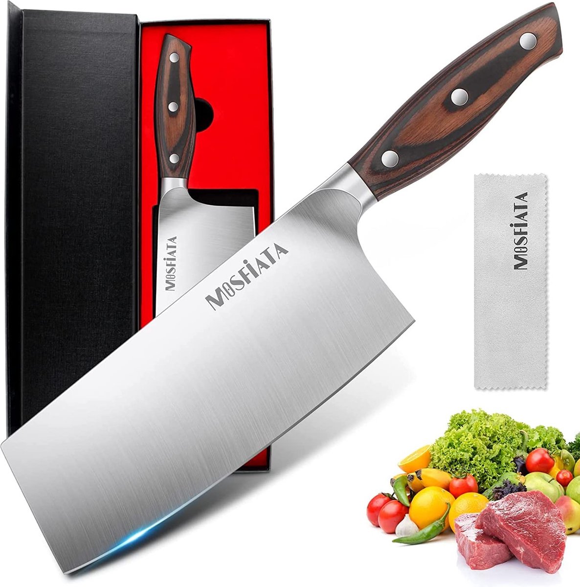 Couteau à couperet en acier inoxydable Chef de cuisine Couteaux en bois  Manche Viande Fruits Légumes Poisson Couteau de boucher Couteaux chinois à  haute teneur en carbone