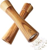 Sybra - Peper en zoutmolen set - Inclusief serveerbakje - Pepermolen - Zoutmolen - Acacia hout - Instelbare maalgraad - Duurzaam