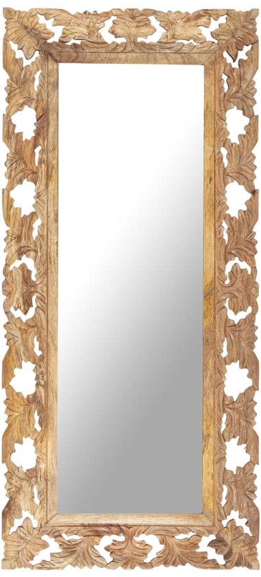 Miroir sculpté à la main 110x50 cm bois de manguier massif marron | bol.com
