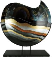 Glazen vaas - 48 cm hoog - maanvorm - Sunrise - glaskunst - handgemaakt