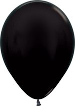 Metallic black 12 inch,ballon, Latex, Zwart, 30 cm, Sempertex