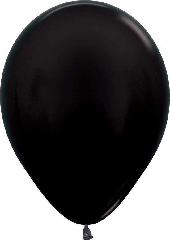 Metallic black 12 inch,ballon, Latex, Zwart, 30 cm, Sempertex