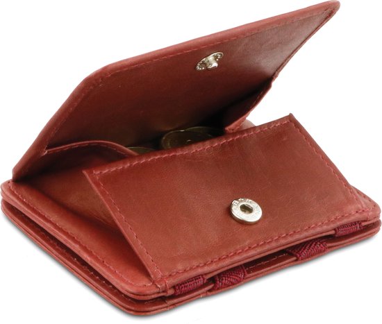 Hunterson compacte Portemonnee voor heren en dames uit leder, Kaarthouder met RFID-bescherming, Portefeuille met muntvak en plaats voor 6 kaarten, Magic Wallet, Burgundy