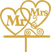 Taart Decoratie Mr & Mrs Taarttopper Cake Topper Huwelijk Jubileum Taartdecoratie Bruiloft Goud – 1 Stuk