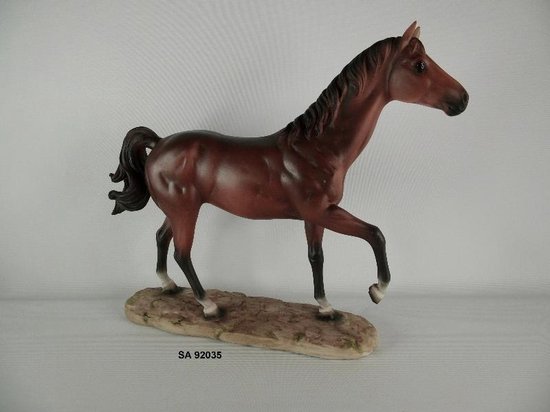Sculptuur kunststof - 30 cm hoog - paard - sculptuur op voet - decoratie