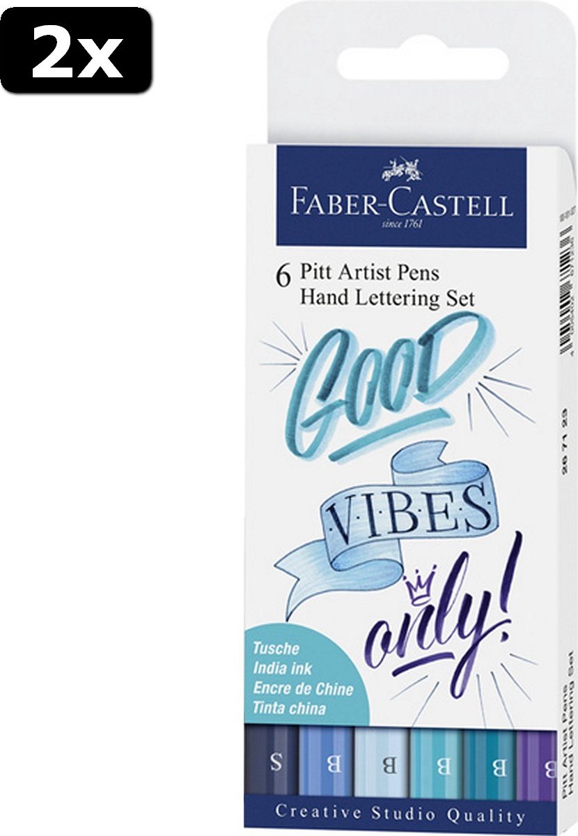 2x Faber Castell FC-267123 Tekenstift Faber-Castell Pitt Artist Pen Letteringset 6x