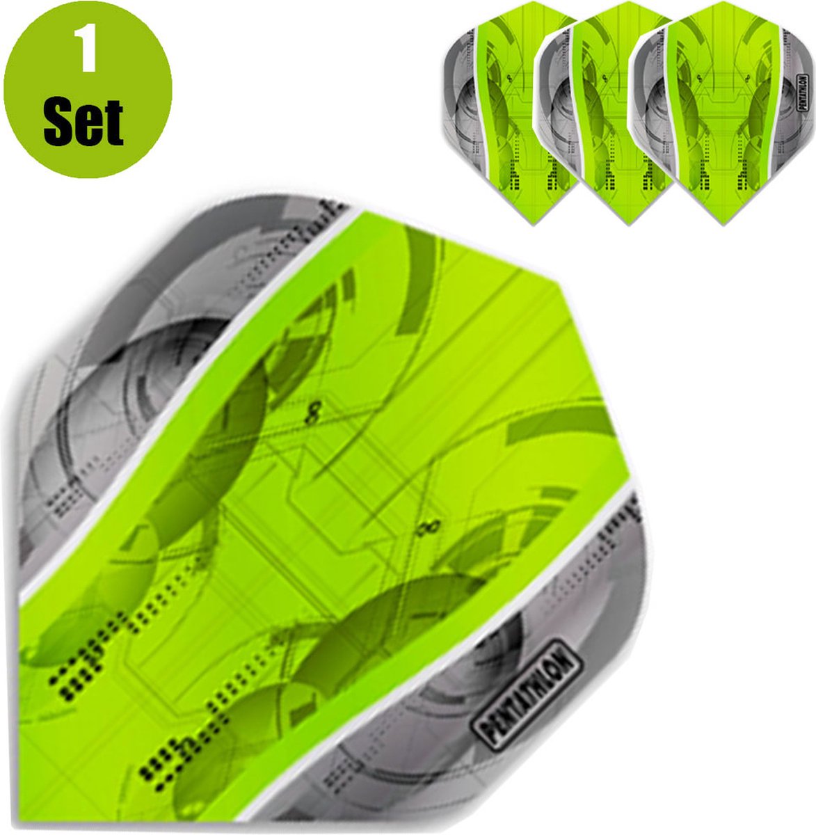 Pentathlon Silver Edge Dartflights - Groen