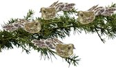 4x stuks kunststof decoratie vogels op clip goud met pailletten 15 cm - Decoratievogeltjes - Kerstboomversiering