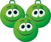3x stuks groene skippybal smiley voor kinderen 65 cm - buiten speelgoed